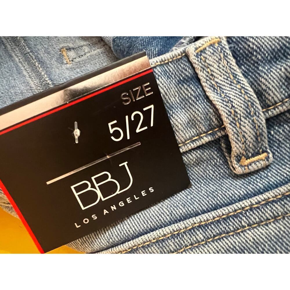 ☀️BBJ Los Angeles Denim Mini Skirt Size 27 Blue Stripe Side Detail NWT - Picture 7 of 7